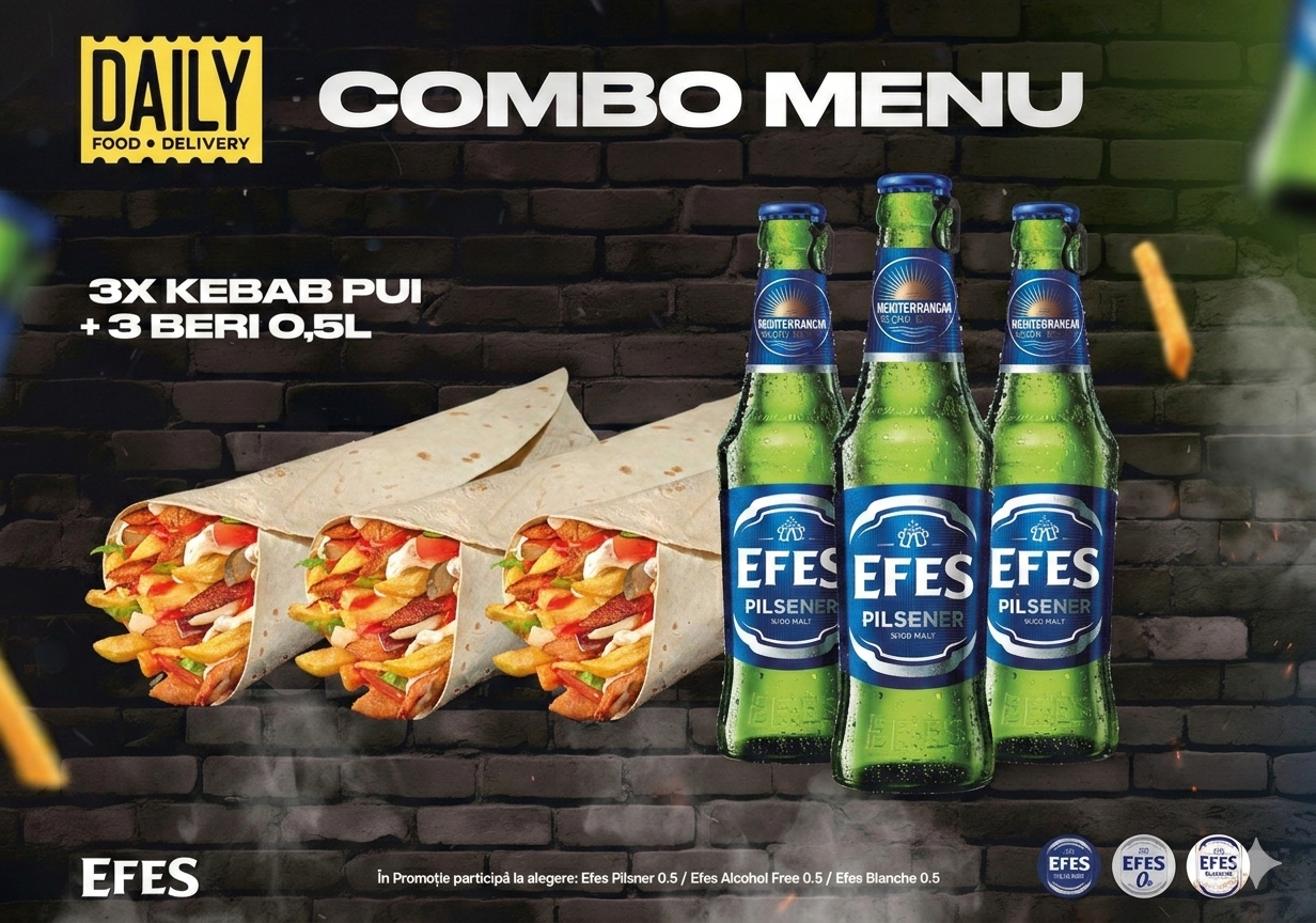 Combo 3 Kebab + 3 Efes — fotografie produs